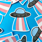 Pride UFO sticker- rainbow, trans, non-binary, pansexual, or bisexual