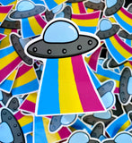 Pride UFO sticker- rainbow, trans, non-binary, pansexual, or bisexual