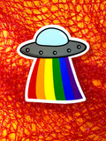 Pride UFO sticker- rainbow, trans, non-binary, pansexual, or bisexual