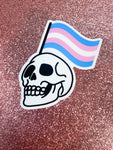 Trans Flag Skull sticker