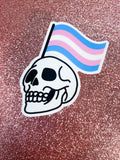 Trans Flag Skull sticker