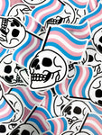 Trans Flag Skull sticker