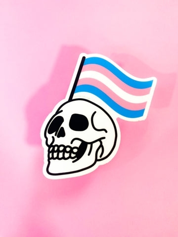 Trans Flag Skull sticker