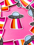 Pride UFO sticker- rainbow, trans, non-binary, pansexual, or bisexual