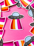 Pride UFO sticker- rainbow, trans, non-binary, pansexual, or bisexual