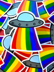 Pride UFO sticker- rainbow, trans, non-binary, pansexual, or bisexual