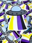 Pride UFO sticker- rainbow, trans, non-binary, pansexual, or bisexual