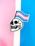 Trans Flag Skull sticker