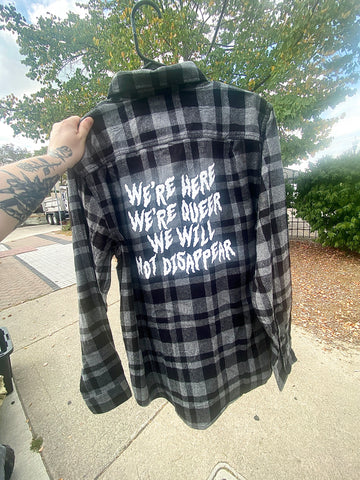 We're Here We're Queer flannel
