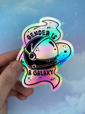 Gender is a Galaxy (new) holographic sticker