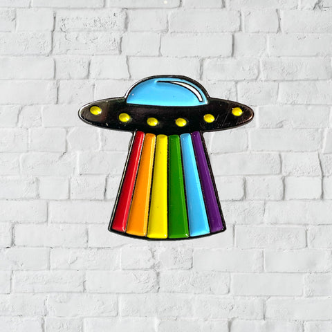 Rainbow UFO enamel pin