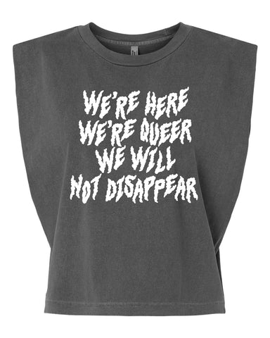 We're Here We're Queer cropped tank