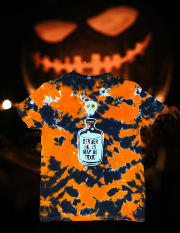 GLOW IN THE DARK- Spooky Season Special Edition- Gender Roles May Be Toxic hand dyed t-shirt