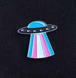 Trans UFO enamel pin