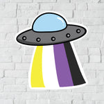 Pride UFO sticker- rainbow, trans, non-binary, pansexual, or bisexual