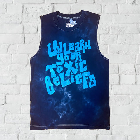 Unlearn Your Toxic Beliefs hand dyed tank top
