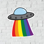 Pride UFO sticker- rainbow, trans, non-binary, pansexual, or bisexual